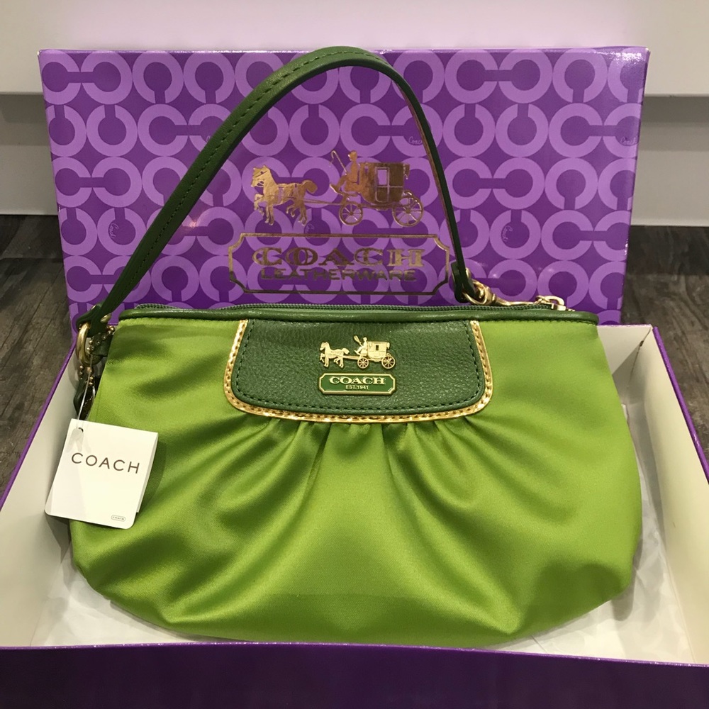Satin Green Wristlet clutch